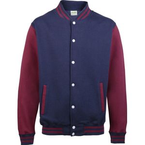 Awdis Kinder Unisex Varsity Jacket / Schoolkleding (Marine Oxford / Bourgondië)