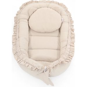 Babynestje - FRILL - Babynest SET met kussen - Beige