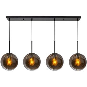 KLIMliving Bora - Hanglamp eetkamer - Design hanglampen - Hanglamp woonkamer - Zwart - Smoke - Hanglamp Industrieel - Hanglamp Modern - Inclusief plafondplaat - Ø50 cm - Rookglas