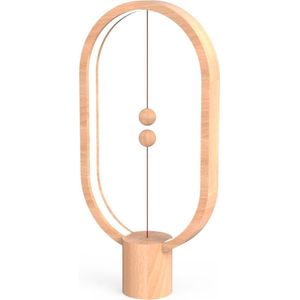 B8TA - DesignNest Heng Balance Lamp – Bureaulamp led - Ovaal - Hoogte 40 cm - Hout - Kunststof