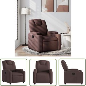 The Living Store Fauteuil verstelbaar stof donkerbruin - Verstelbare Fauteuil - Fauteuils - Loungestoel - Lederlook - Bruine Fauteuil