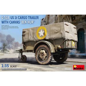 1:35 MiniArt 35443 G-518 US 1 ton Cargo Trailer Ben Hur w/Canvas Plastic Modelbouwpakket