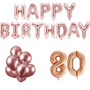 80 jaar Verjaardag Versiering Ballon Pakket Rosé Goud