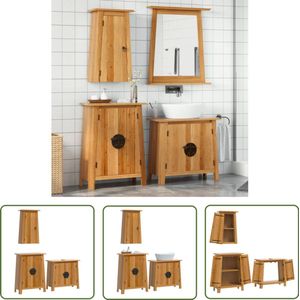The Living Store 3-delige Badkamermeubelset massief grenenhout - Badkamermeubelset - Badkamerkasten - Grenenhout - Vintage Badkamer - Opbergruimte