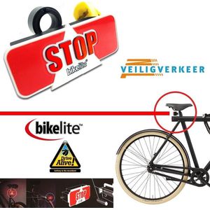 Bikelite Extra Veilig Remlicht voor de Fiets + Gratis Montagemateriaal | Fietsverlichting Stop Signaal | Veilig Verkeer Nederland