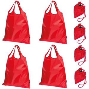 Opvouwbare polyester boodschappentas met dubbel handvat, opvouwbaar aan de rand, milieuvriendelijke draagtas, herbruikbare tas, herbruikbare boodschappentas, 38 x 58 cm, 4 stuks