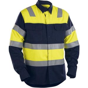 Blåkläder 3228-1515 FR Overhemd High vis Marineblauw/Geel maat XXXL