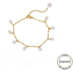 Borasi Parel Enkelband | Goldplated | Enkelband | Parel | Goudkleurig | Enkelbandjes | Dames Sieraden |