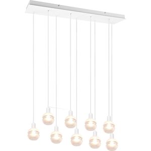 LED Hanglamp - Hangverlichting - Torna Merda - E14 Fitting - 9-lichts - Rechthoek - Mat Wit - Aluminium