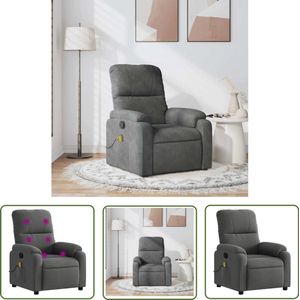 The Living Store Massagestoel microvezelstof donkergrijs - Massagestoel - Relaxstoel - Ergonomische Stoel - Lounge Stoel - Lederlook