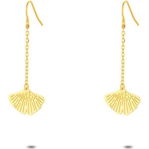 Twice As Nice Oorbellen in goudkleurig edelstaal, gingko blad