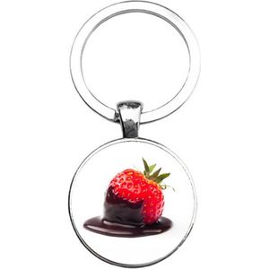 Sleutelhanger Glas - Aardbei Met Chocolade