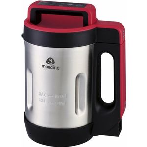 Mandine Blender & Soepmaker 1L | 6-in-1 Functies, Roestvrijstalen Mesjes + Kom 900W| Rood/RVS