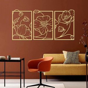 JGS ® Set van Gouden Metalen Bloemdecoraties voor aan de Muur