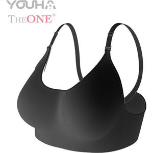 Youha® - Voedingsbh zonder beugels - Zwangerschapsbh - verstelbare schouderband - zachte stof - naadloos ontwerp - uitneembare vulling - voorkant voorzien van flap - handig met borstvoeding - Kleur: Zwart - Maat S