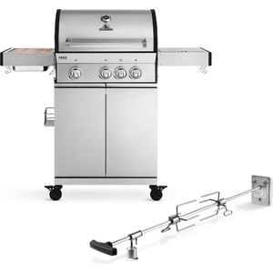 Burnhard Gas BBQ FRED Deluxe - 3 Branders - Keramische Infraroodbrander & Afdekhoes - Deluxe incl. Draaispit