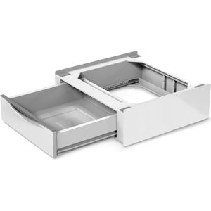 LifeStages® Basistoren Extra L60, Universeel Wasmachine & Droger Aansluitframe, Voorgemonteerde Drogerbasis met 28 Liter Lade, Inclusief veiligheidsgordel, Laadvermogen 250kg, Wit
