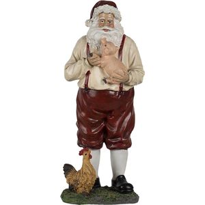 HAES DECO - Kerstman deco Figuur - Formaat 11x9x27 cm - Kleur Rood - Materiaal Polyresin - Kerst Figuur, Kerstdecoratie