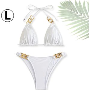 Livano Bikini Dames - Meisjes Bikini - Badpak - Push Up - Vrouwen Badkleding - Zwemmen - Sexy Set - Top & Broekje - Wit - Maat L