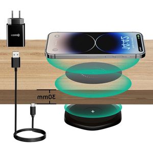 Draadloze inductieve oplader 30 mm onder tafel - iPhone 14/13/12/11/Pro/Mini/Max/Xs - Samsung S23/S22/S21/S20
