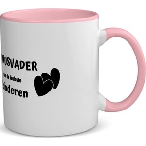 Akyol - bonusvader van de leukste kinderen koffiemok - theemok - roze - Vader - de leukste bonusvader - vader cadeautjes - vaderdag - verjaardag - geschenk - kado - 350 ML inhoud