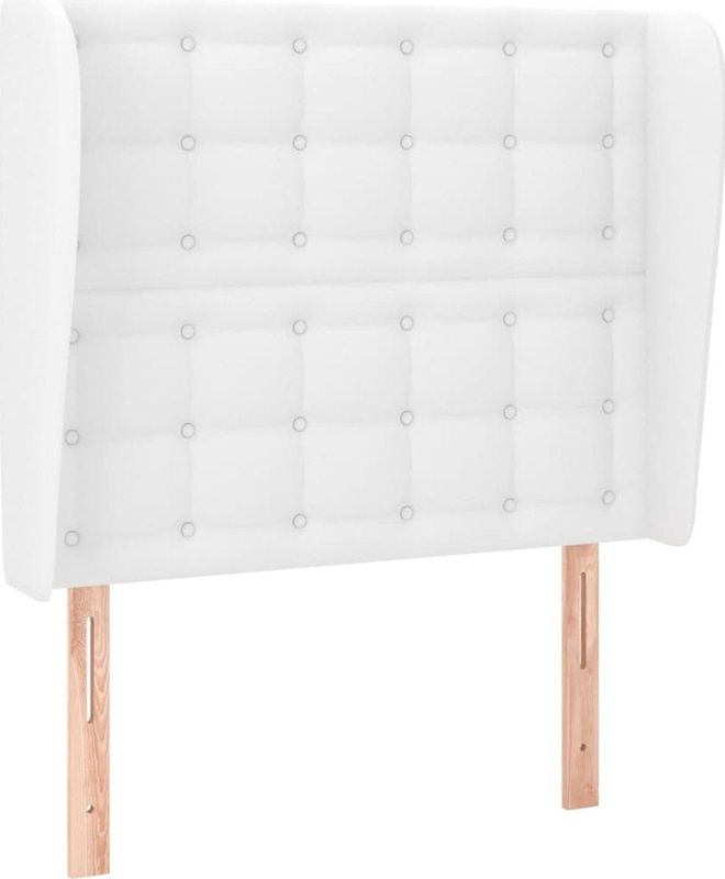 vidaXL - Hoofdbord - met - randen - 103x23x118/128 - cm - kunstleer - wit