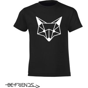 Be Friends T-Shirt - Fox head - Kinderen - Zwart - Maat 2 jaar