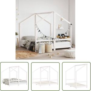 The Living Store Kinderbedframe 2x(80x160) cm massief grenenhout wit - Peuterbed - Houten Bed - Kids Bed - Kinderkamer - Kindermeubel