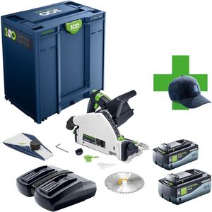 Festool TSC 55 KEB-Basic 100Y Limited Edition accu invalcirkelzaag 18 / 36 V ( 2x 18 V ) 160 mm borstelloos + 2x accu 8.0 Ah + lader + systainer