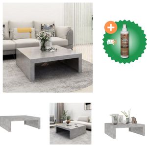 vidaXL Salontafel 100x100x35 cm spaanplaat betongrijs - Tafel - Inclusief Houtreiniger en verfrisser