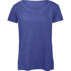 T-shirt Dames XS B&C Ronde hals Korte mouw Heather Royal Blue 50% Polyester, 25% Katoen, 25% Viscose