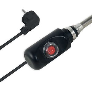 Radiatorconnect elektrisch verwarmingselement met On & Off schakelaar 700 Zwart.