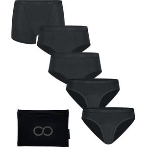 Moodies menstruatie & incontinentie ondergoed - bundel bamboe - 5 stuks - dames - zwart - maat XXL - period underwear