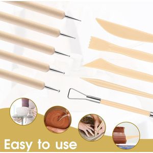 Gereedschapsset polymeerklei - 10 stuks houten modellering en beeldhouwen gereedschap kit