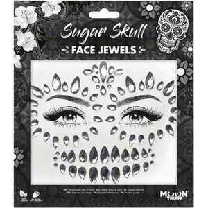 Moon Creations - Moon Terror - Sugar Skull Gezicht Diamanten Sticker - Wit