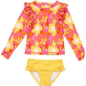Snapper Rock - UV-zwemset voor baby's en kinderen - Lange mouw - UPF50+ - Pop of Sunshine - Rood/Geel - maat 18-24 (84-88cm)