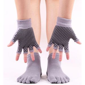Yoga sokken en handschoenen grijs - Antislip - One size