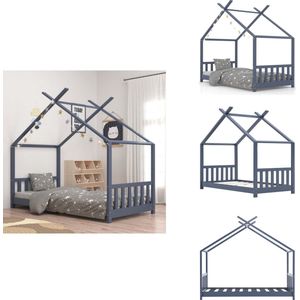 vidaXL Kinderbedframe - Kinderbedframes - Bed - Bedden - Kinderbedframe massief grenenhout grijs 80x160 cm