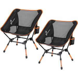 campingstoel - opvouwbare - met draagtas - met 2 zijzakken - 54,6D x 53,3B x 68,6H centimeter - 2,59 Kilogram - Oranje - camping vibes