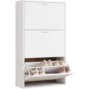 Gran Vida® - Schoenenkast - Ruimtebesparend - 3 Lades - Voor 12-18 Paar Schoenen - Wit - 58x104x23 cm