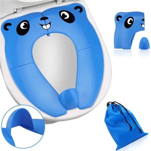 Ychee - Panda Toiletbril voor Kinderen - Opvouwbaar in opberg tasje - WC Bril Verkleinen - Zindelijkheidstraining - Wc Trainer - Handig voor onderweg - Reizen - Kleur: Blauw