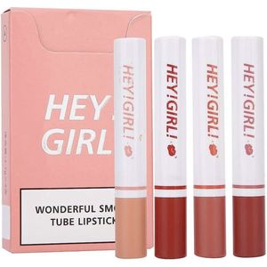 4 stks/set Sigaret Lipstick Pack Set, Sigaret Vorm Matte Langdurige Unfading Lip Make-Up Cosmetische, Prefect Gift