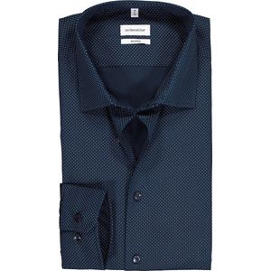 Seidensticker shaped fit overhemd - blauw met wit gestipt - Strijkvriendelijk - Boordmaat: 39