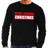 Foute kersttrui / sweater Merry Fucking Christmas zwart voor heren - Kersttruien M