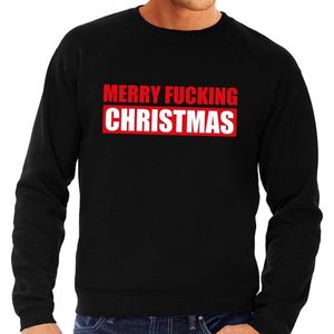 Foute kersttrui / sweater Merry Fucking Christmas zwart voor heren - Kersttruien M