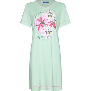 Pastunette dames nachthemd korte mouw - Green Flower - 44 - Groen