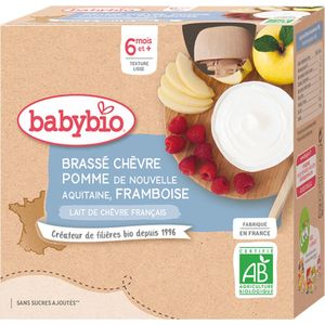 Babybio Biologische Geitenmelk Appel Nieuw Aquitaine, Framboos 6 Maanden en + 4 x 85g Flessen