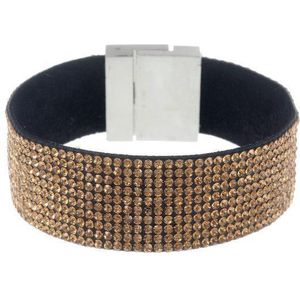 Behave - Armband - bruine Strass Armband magneetsluiting