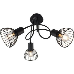 Olucia Bram - Industriële Plafondlamp - 3L - Metaal - Zwart - Rond