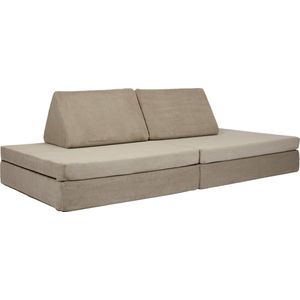 BAAAP Speelbank kind Taupe Corduroy Ribstof Kinderbank modulair peuter - Kinderstoel - Kinderfauteuil - Play Couch - Kinderzetel - Bankje - Montessori speelgoed - Kindersofa - Slaapbank